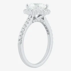 (H-I / Si1-Si2) Womens 2 CT. T.W. Lab Grown White Diamond 10K Gold Round Side Stone Halo Engagement Ring