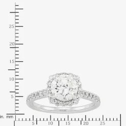 (H-I / Si1-Si2) Womens 2 CT. T.W. Lab Grown White Diamond 10K Gold Round Side Stone Halo Engagement Ring