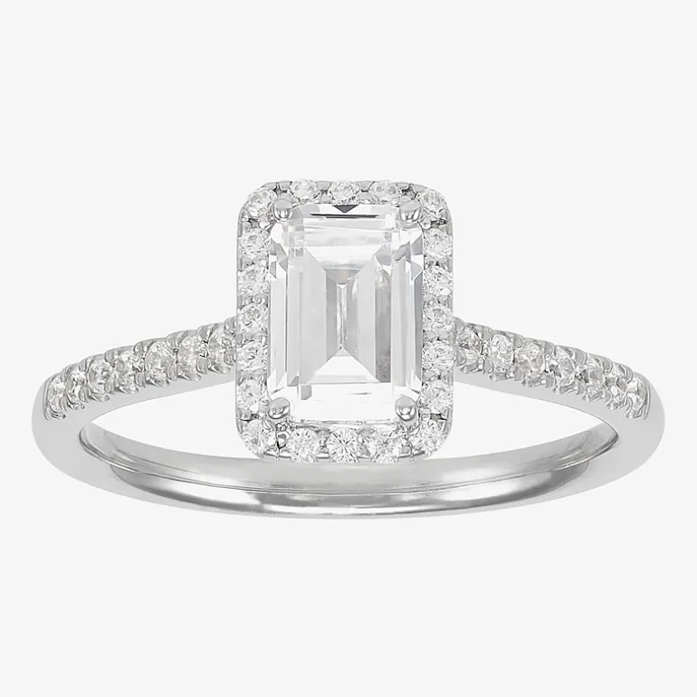 (H-I / Si1-Si2) Womens 1 CT. T.W. Lab Grown White Diamond 10K or 14K Gold Cushion Halo Bridal Set