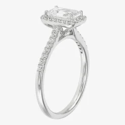 (H-I / Si1-Si2) Womens 1 CT. T.W. Lab Grown White Diamond 10K or 14K Gold Cushion Halo Bridal Set