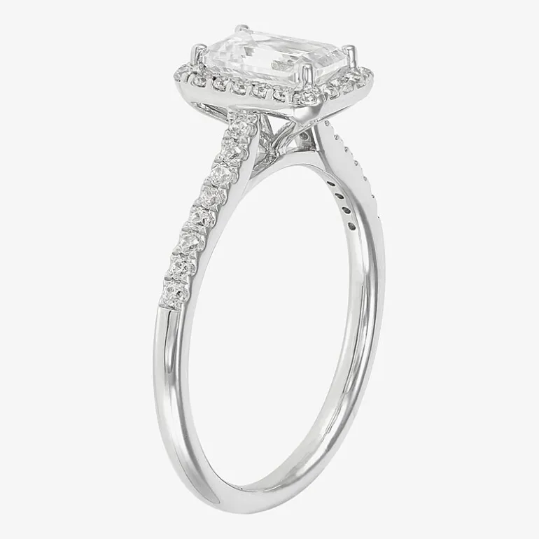 (H-I / Si1-Si2) Womens 1 CT. T.W. Lab Grown White Diamond 10K or 14K Gold Cushion Halo Bridal Set