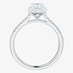 (H-I / Si1-Si2) Womens 1 CT. T.W. Lab Grown White Diamond 10K or 14K Gold Cushion Halo Bridal Set