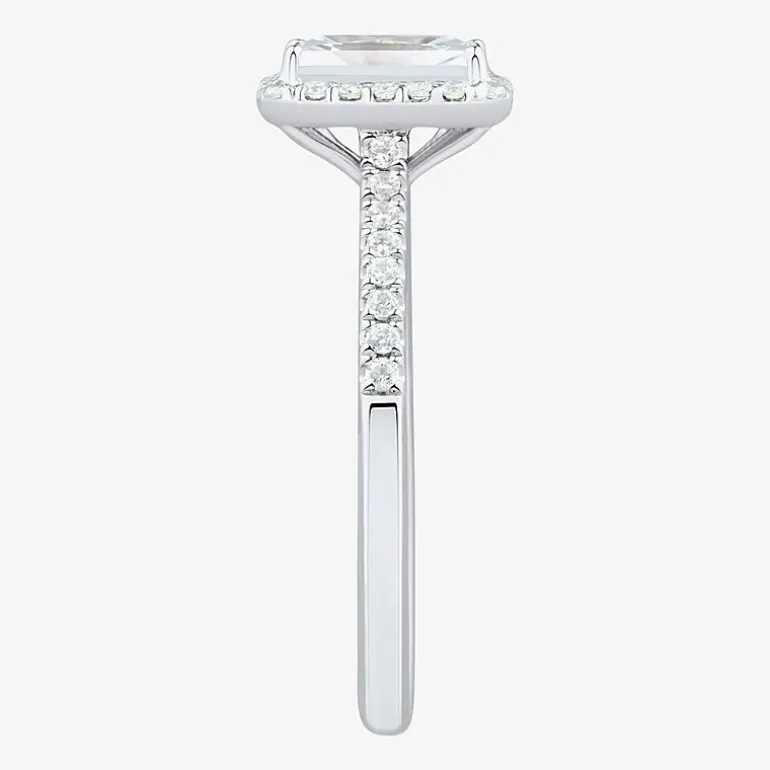 (H-I / Si1-Si2) Womens 1 CT. T.W. Lab Grown White Diamond 10K or 14K Gold Cushion Halo Bridal Set