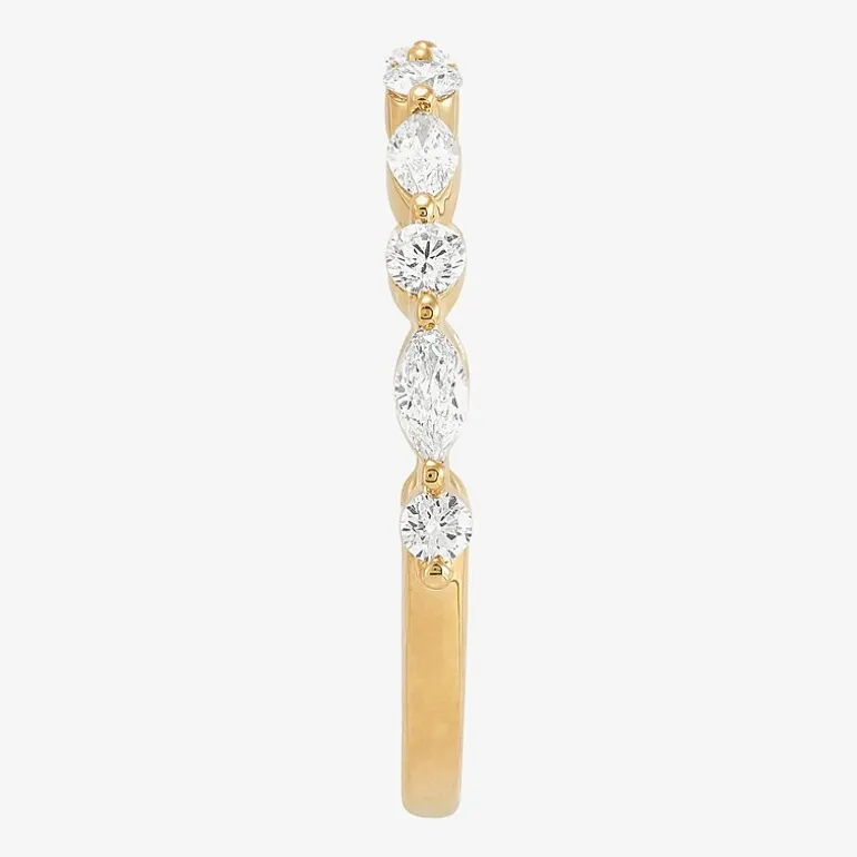 (H-I / Si1-Si2) Womens 1/2 CT. T.W. Lab Grown White Diamond 10K Gold Marquise Wedding Band