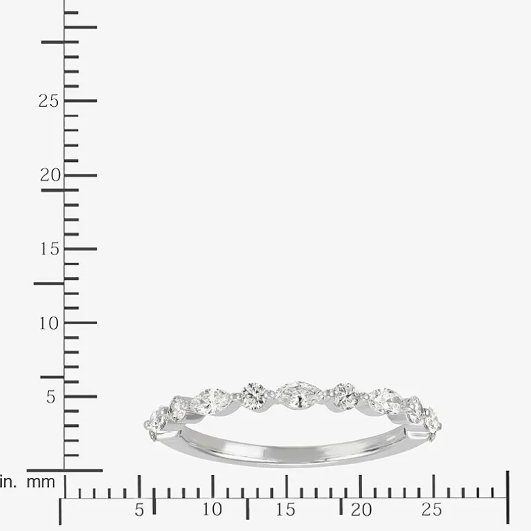 (H-I / Si1-Si2) Womens 1/2 CT. T.W. Lab Grown White Diamond 10K Gold Marquise Wedding Band