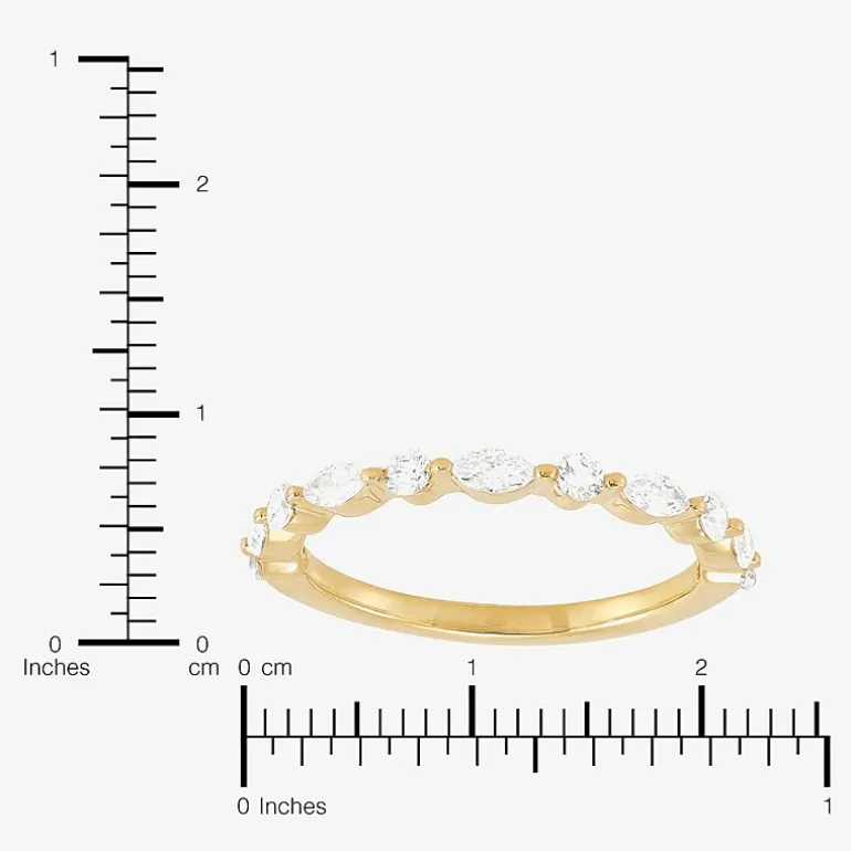(H-I / Si1-Si2) Womens 1/2 CT. T.W. Lab Grown White Diamond 10K Gold Marquise Wedding Band
