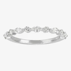(H-I / Si1-Si2) Womens 1/2 CT. T.W. Lab Grown White Diamond 10K Gold Marquise Wedding Band