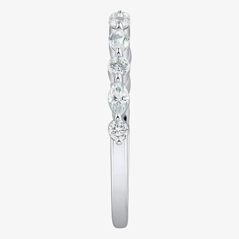 (H-I / Si1-Si2) Womens 1/2 CT. T.W. Lab Grown White Diamond 10K Gold Marquise Wedding Band