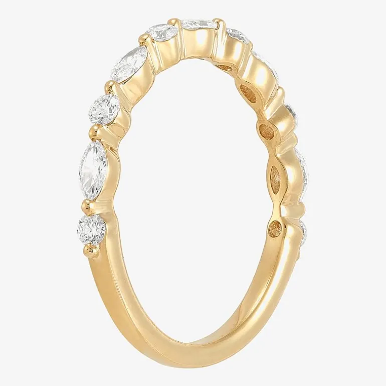 (H-I / Si1-Si2) Womens 1/2 CT. T.W. Lab Grown White Diamond 10K Gold Marquise Wedding Band