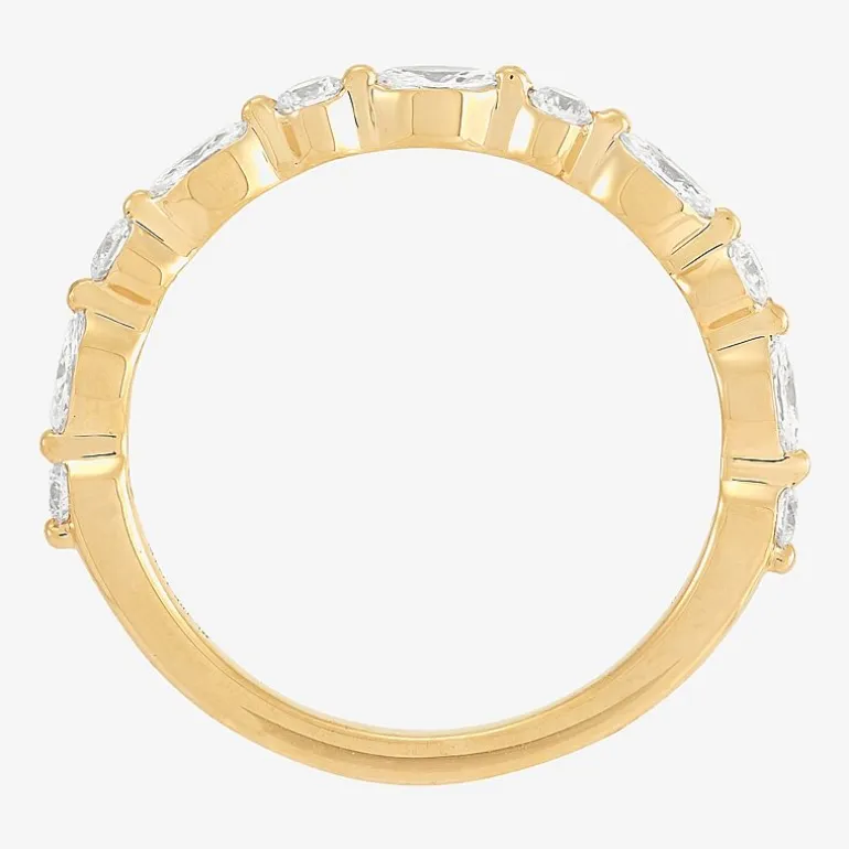 (H-I / Si1-Si2) Womens 1/2 CT. T.W. Lab Grown White Diamond 10K Gold Marquise Wedding Band