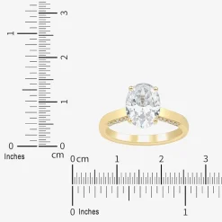 (H-I / Si1-Si2) Womens 2 3/4 CT. T.W. Lab Grown White Diamond 10K Gold Oval Solitaire Engagement Ring