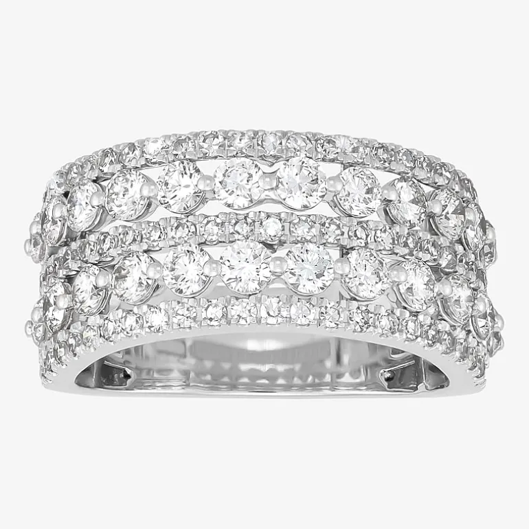 (H-I / Si1-Si2) Womens 5.5MM 2 CT. T.W. Lab Grown White Diamond 10K Gold Anniversary Band