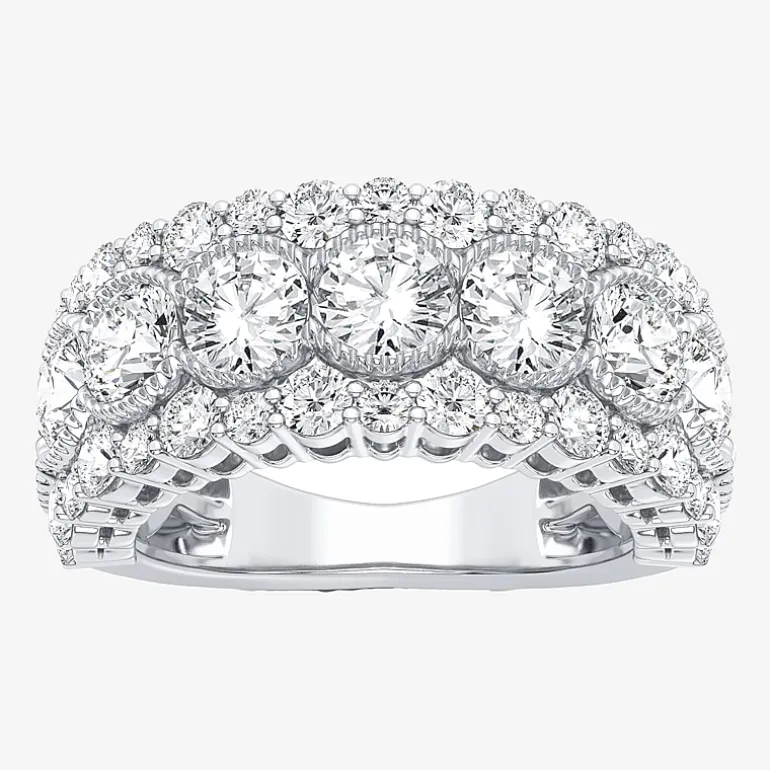 (H-I / Si1-Si2) Womens 8MM 3 CT. T.W. Lab Grown White Diamond 10K Gold Anniversary Band