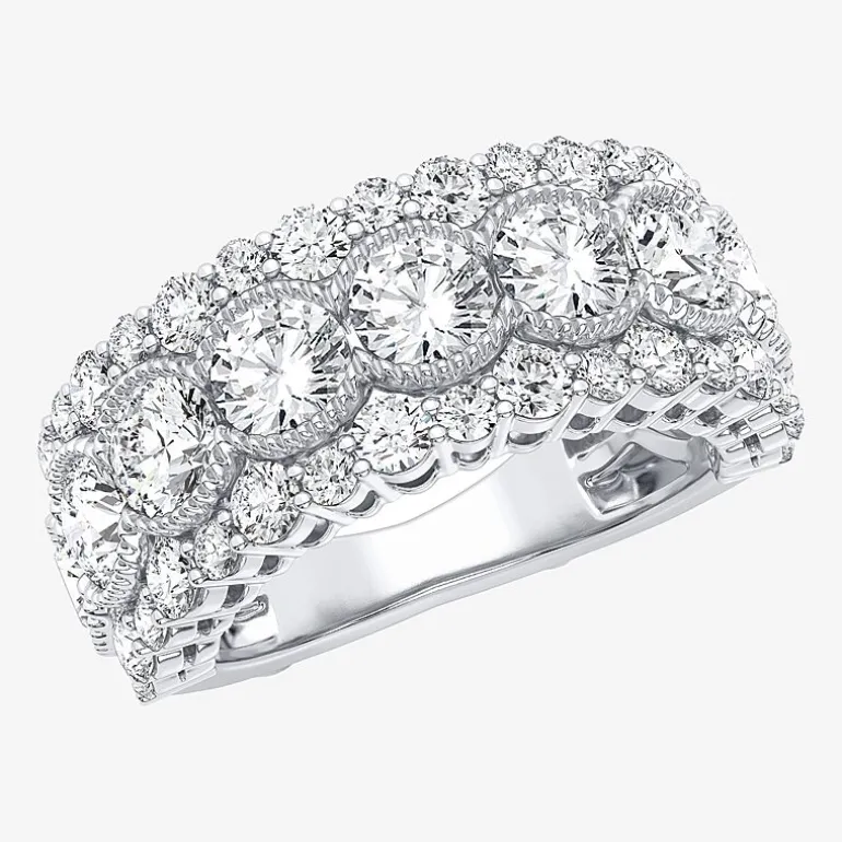 (H-I / Si1-Si2) Womens 8MM 3 CT. T.W. Lab Grown White Diamond 10K Gold Anniversary Band