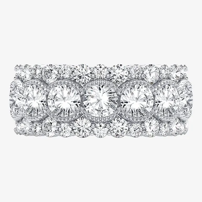 (H-I / Si1-Si2) Womens 8MM 3 CT. T.W. Lab Grown White Diamond 10K Gold Anniversary Band