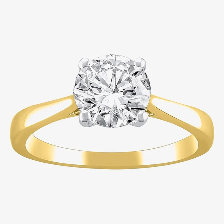 (H-I / Si2) Womens 1 1/2 CT. Lab Grown White Diamond 14K Gold Round Solitaire Engagement Ring