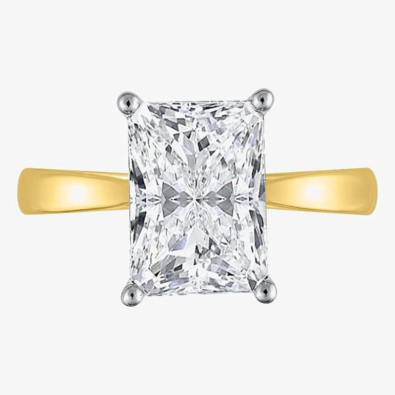 (H-I / SI2) Womens 3 CT. Lab-Grown White Diamond 14K Gold Radiant-Cut Solitaire Engagement Ring