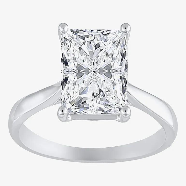 (H-I / SI2) Womens 3 CT. Lab-Grown White Diamond 14K Gold Radiant-Cut Solitaire Engagement Ring