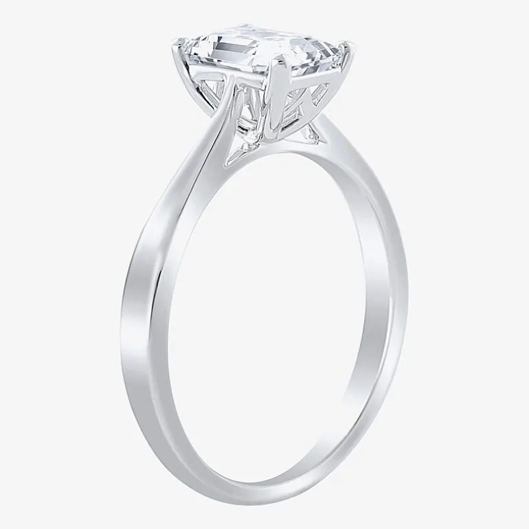 (H-I / SI2) Womens 1 1/2 CT. Lab-Grown White Diamond in 14K Gold Emerald Solitaire Engagement Ring