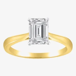 (H-I / SI2) Womens 1 1/2 CT. Lab-Grown White Diamond in 14K Gold Emerald Solitaire Engagement Ring