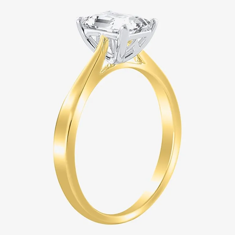 (H-I / SI2) Womens 1 1/2 CT. Lab-Grown White Diamond in 14K Gold Emerald Solitaire Engagement Ring