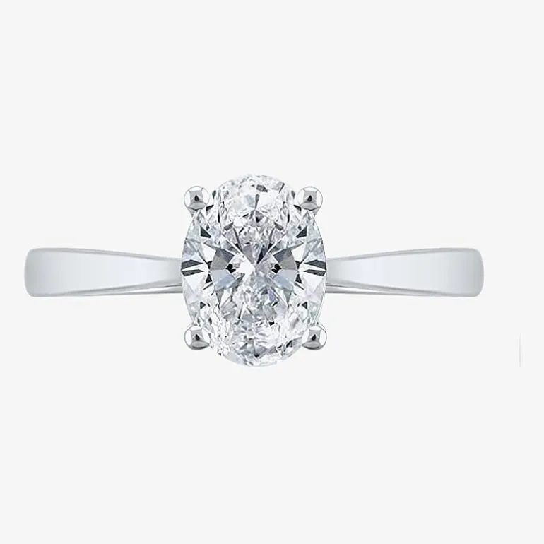 (H-I / SI2) Womens 1 1/2 CT. Lab-Grown White Diamond in 14K Gold Oval Solitaire Engagement Ring