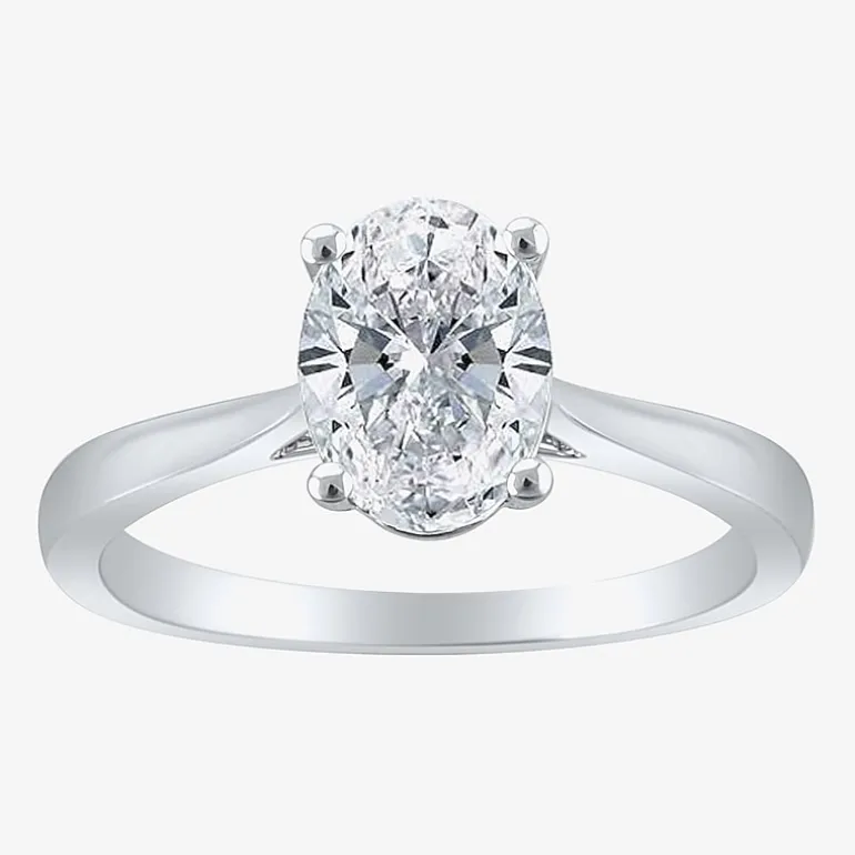 (H-I / SI2) Womens 1 1/2 CT. Lab-Grown White Diamond in 14K Gold Oval Solitaire Engagement Ring