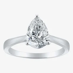(H-I / SI2) Womens 1 1/2 CT. Lab-Grown White Diamond in 14K Gold Pear Solitaire Engagement Ring