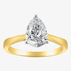 (H-I / SI2) Womens 1 1/2 CT. Lab-Grown White Diamond in 14K Gold Pear Solitaire Engagement Ring