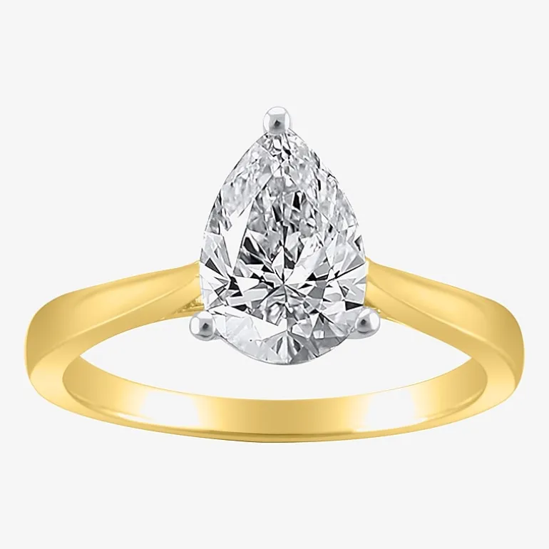 (H-I / SI2) Womens 1 1/2 CT. Lab-Grown White Diamond in 14K Gold Pear Solitaire Engagement Ring