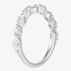(H-I / Si2) Womens 1 CT. T.W. Lab Grown White Diamond 10K Gold Marquise Wedding Band
