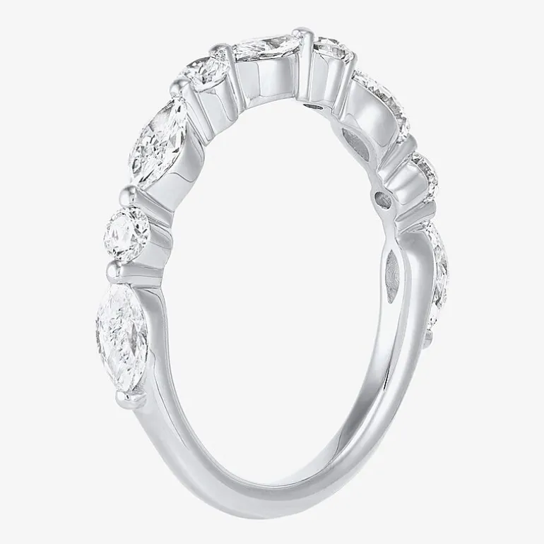 (H-I / Si2) Womens 1 CT. T.W. Lab Grown White Diamond 10K Gold Marquise Wedding Band