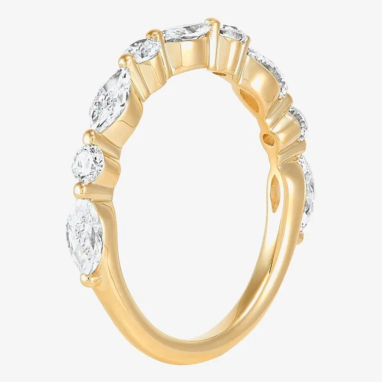 (H-I / Si2) Womens 1 CT. T.W. Lab Grown White Diamond 10K Gold Marquise Wedding Band