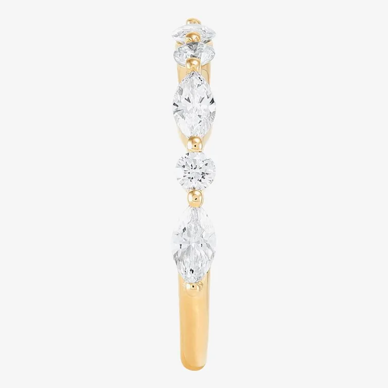 (H-I / Si2) Womens 1 CT. T.W. Lab Grown White Diamond 10K Gold Marquise Wedding Band