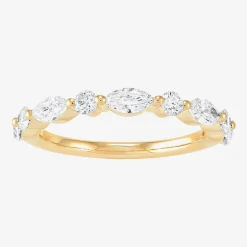 (H-I / Si2) Womens 1 CT. T.W. Lab Grown White Diamond 10K Gold Marquise Wedding Band