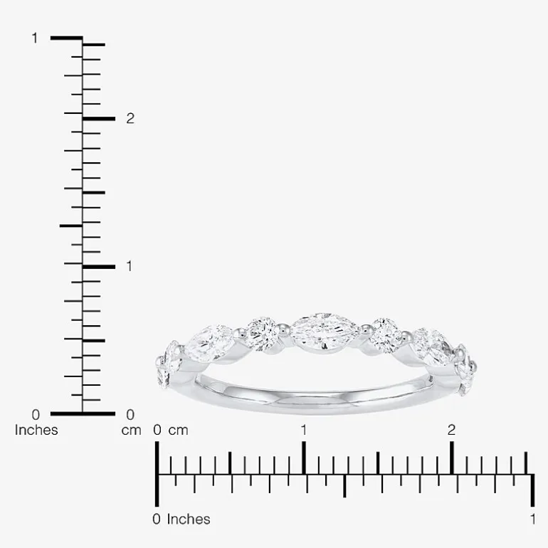 (H-I / Si2) Womens 1 CT. T.W. Lab Grown White Diamond 10K Gold Marquise Wedding Band