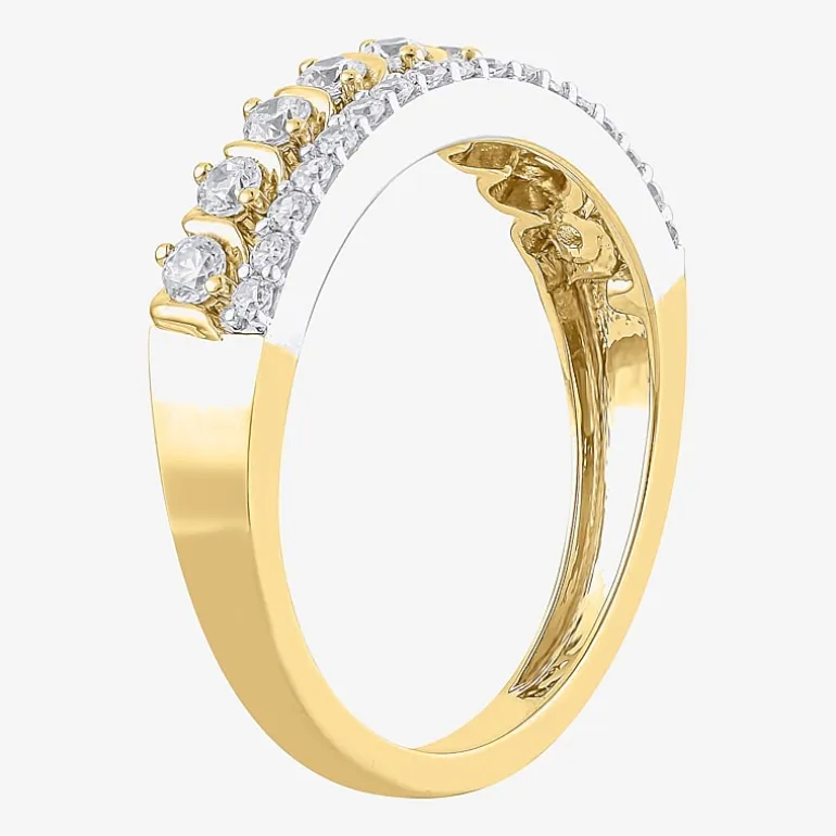 (H / I1) Womens 1/2 CT. T.W. Lab Grown White Diamond 10K Two Tone Gold Anniversary Wedding Band