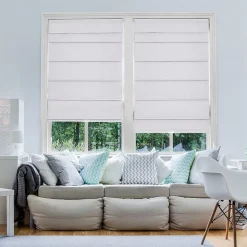 Home Basics Classic Cotton Twill Fabric With Blackout Liner Custom Cordless Blackout Roman Shade
