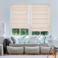 Home Basics Classic Cotton Twill Fabric With Blackout Liner Custom Cordless Blackout Roman Shade