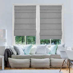 Home Basics Classic Cotton Twill Fabric With Blackout Liner Custom Cordless Blackout Roman Shade