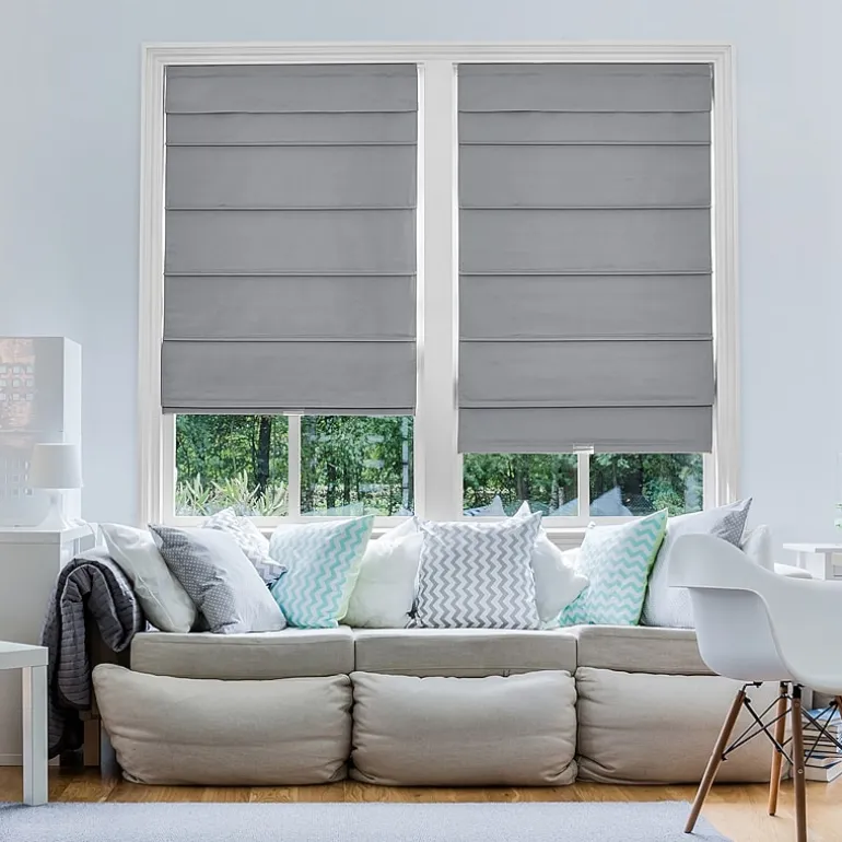 Home Basics Classic Cotton Twill Fabric With Blackout Liner Custom Cordless Blackout Roman Shade