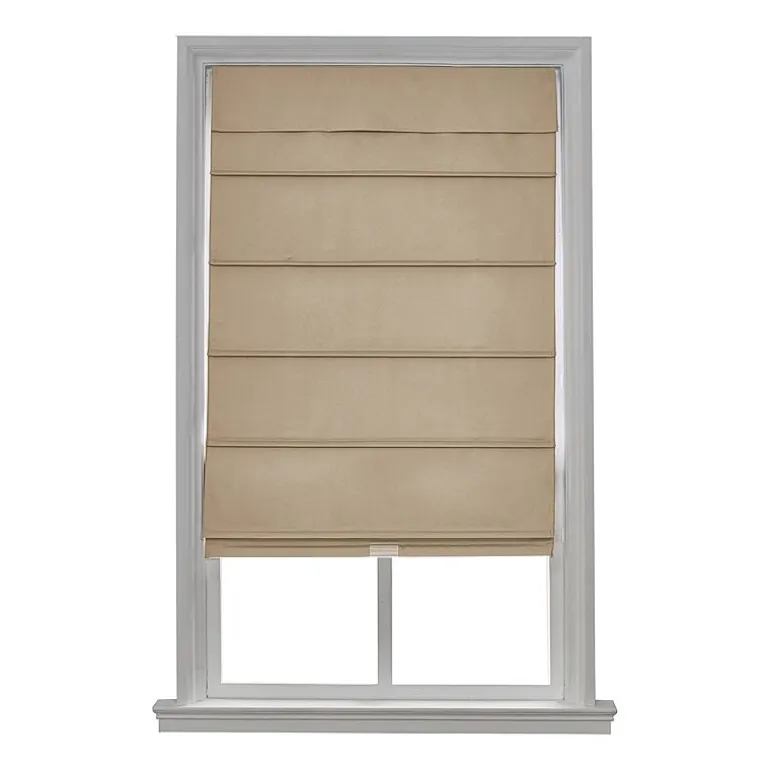 Home Basics Classic Cotton Twill Fabric With Blackout Liner Custom Cordless Blackout Roman Shade