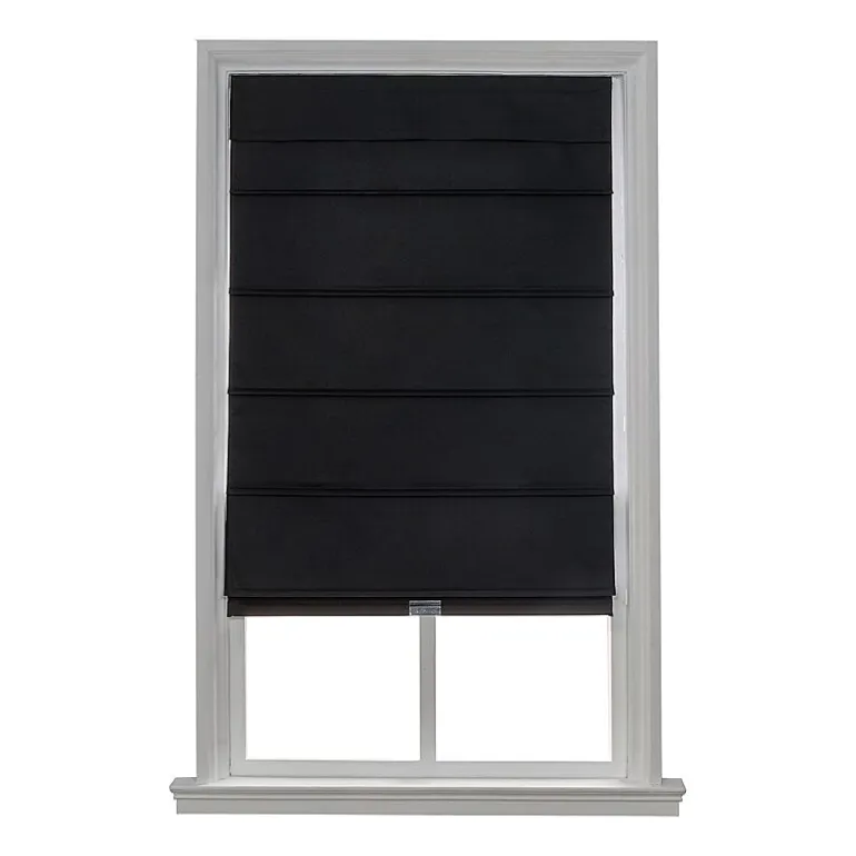 Home Basics Classic Cotton Twill Fabric With Blackout Liner Custom Cordless Blackout Roman Shade