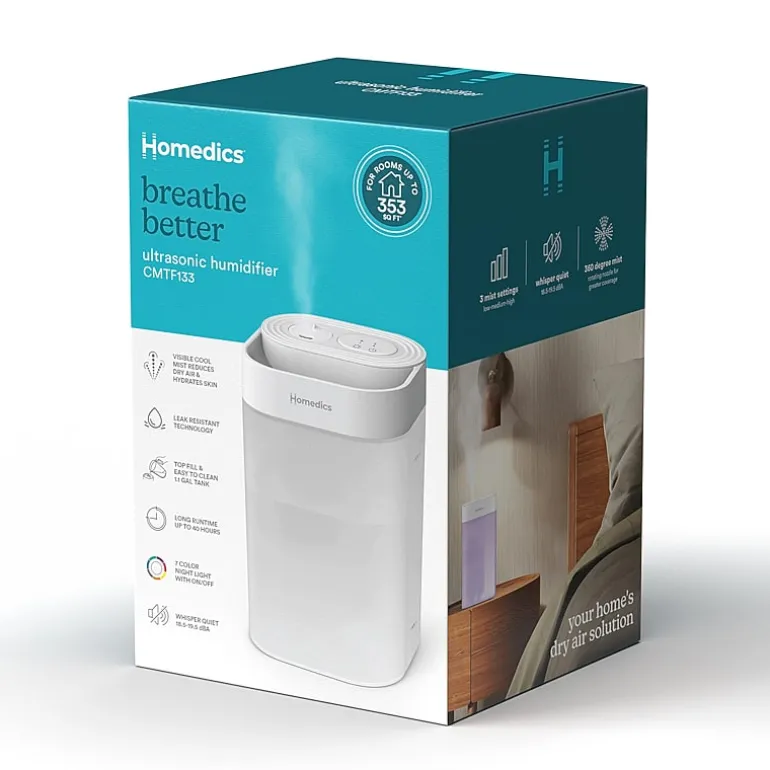 HoMedics Top-Fill 50hr Ultrasonic With Night Light Humidifier