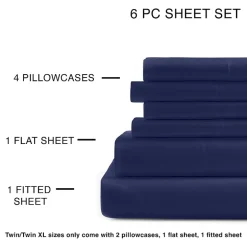 Home Expressions Cool And Crisp 6pc Cotton Percale Sheet Set