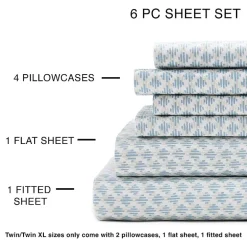 Home Expressions Cool And Crisp 6pc Cotton Percale Sheet Set