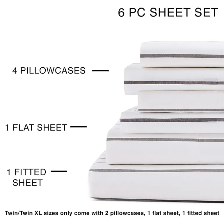 Home Expressions Cool And Crisp 6pc Cotton Percale Sheet Set