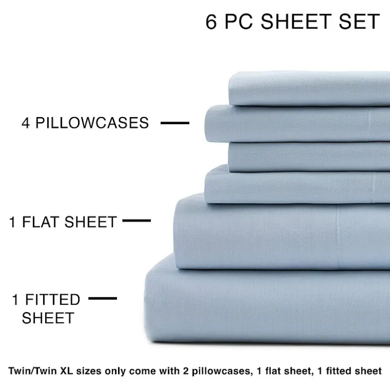 Home Expressions Cool And Crisp 6pc Cotton Percale Sheet Set