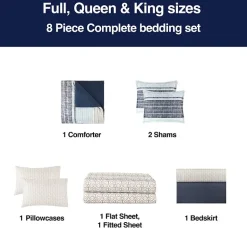 Home Expressions Mercer Stripes Complete Bedding Set With Sheets