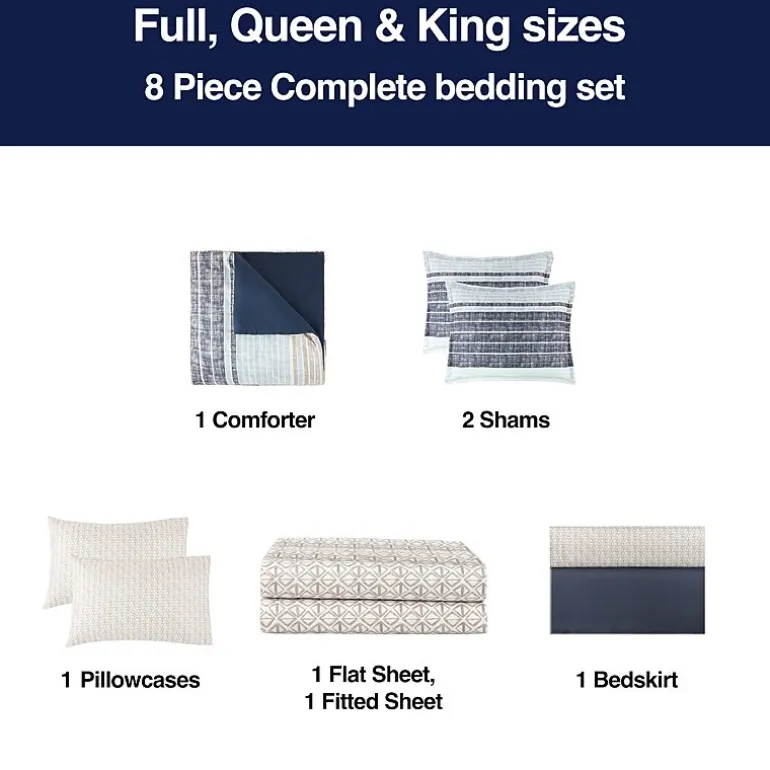 Home Expressions Mercer Stripes Complete Bedding Set With Sheets